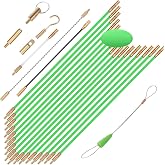 FTIHTRY 45FT Fiberglass Running Electrical Wire Cable Glow Rods Wire Pulling, Fish Rods Electrical Kit with 8 Different Attachments and Fish Tape Wire Puller Kit