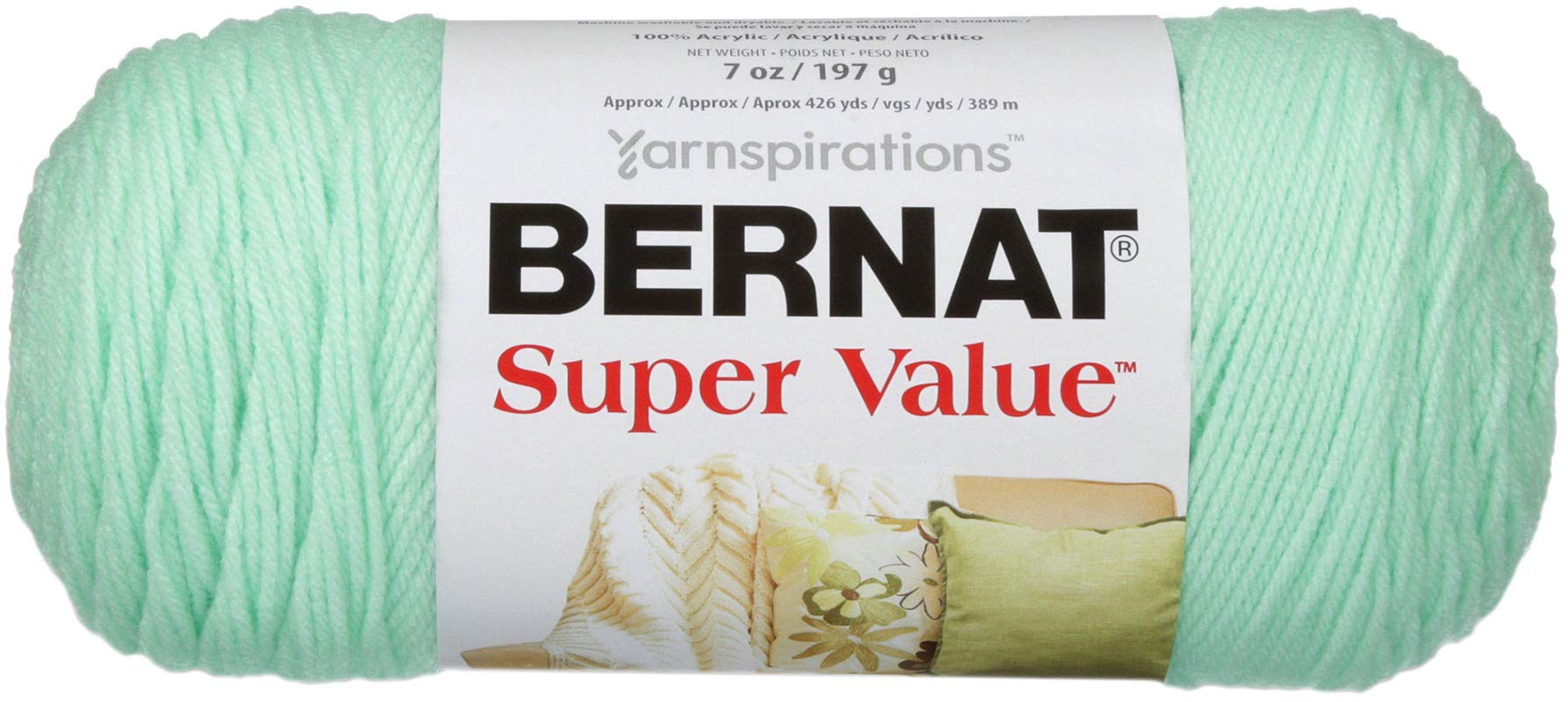 Bernat Super Value Yarn, 7 oz, Gauge 4 Medium Worsted, Mint