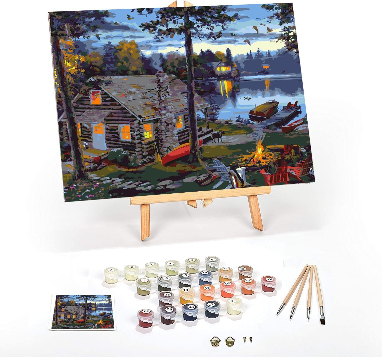 Paintings - Ledgebay Paint by Number for Adults Framed Canvas: Beginner to Advanced Number Painting Kit - Kits Include Acrylic Paints, (4) Brushes & Tabletop Easel (Life's Reward 16