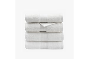 1888 Mills 4 Pack Premium Hand Towel Set, True Classics Premium Cotton Blend, Super Soft and Highly Absorbent Hand Towels for Bathroom, Hotels, Spa and Gym, White