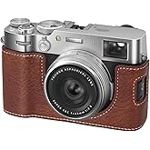 VOVMOEYA X100VI Camera Case,PU Leather Camera Half Case Compatible with Fujifilm X100VI Digital Camera - Brown