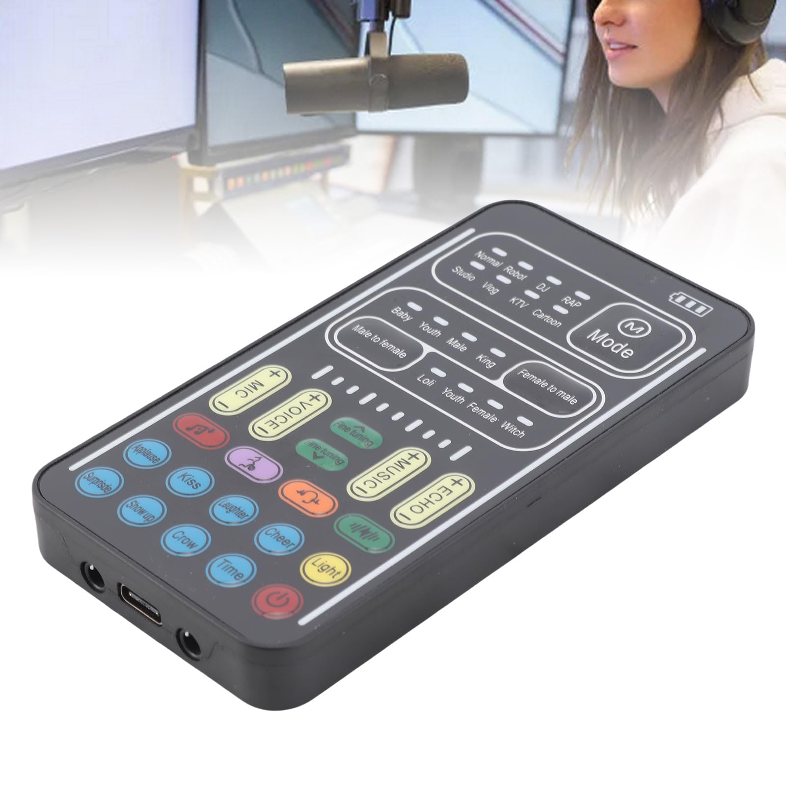 Sxhlseller Voice Changer Disguiser, One/Phone/Computer PC/Tablet, Portable Mini Gaming Live Sound Card, 8 Kinds Sound Adjustable, Plug and Play(black)