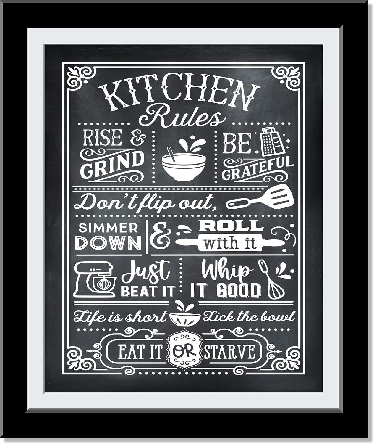 Kitchen Rules Wall Decor, Funny Kitchen Signs, Kitchen Wall