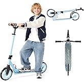 Scooter for Kids, Lightweight Foldable Kick Scooter, 4-Level Adjustable Handlebar, 8-Inch Large Wheels with Shock Absorption, for Ages 6 and Up