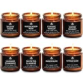 8 Pack Soy Wax Scented Candle Set - Lavender Chamomile, Citrus Sage, Amber Musk, Balsam Cedar, Coffee Whiskey - Long Lasting Aromatherapy Candles, Unisex Home & Gift Set