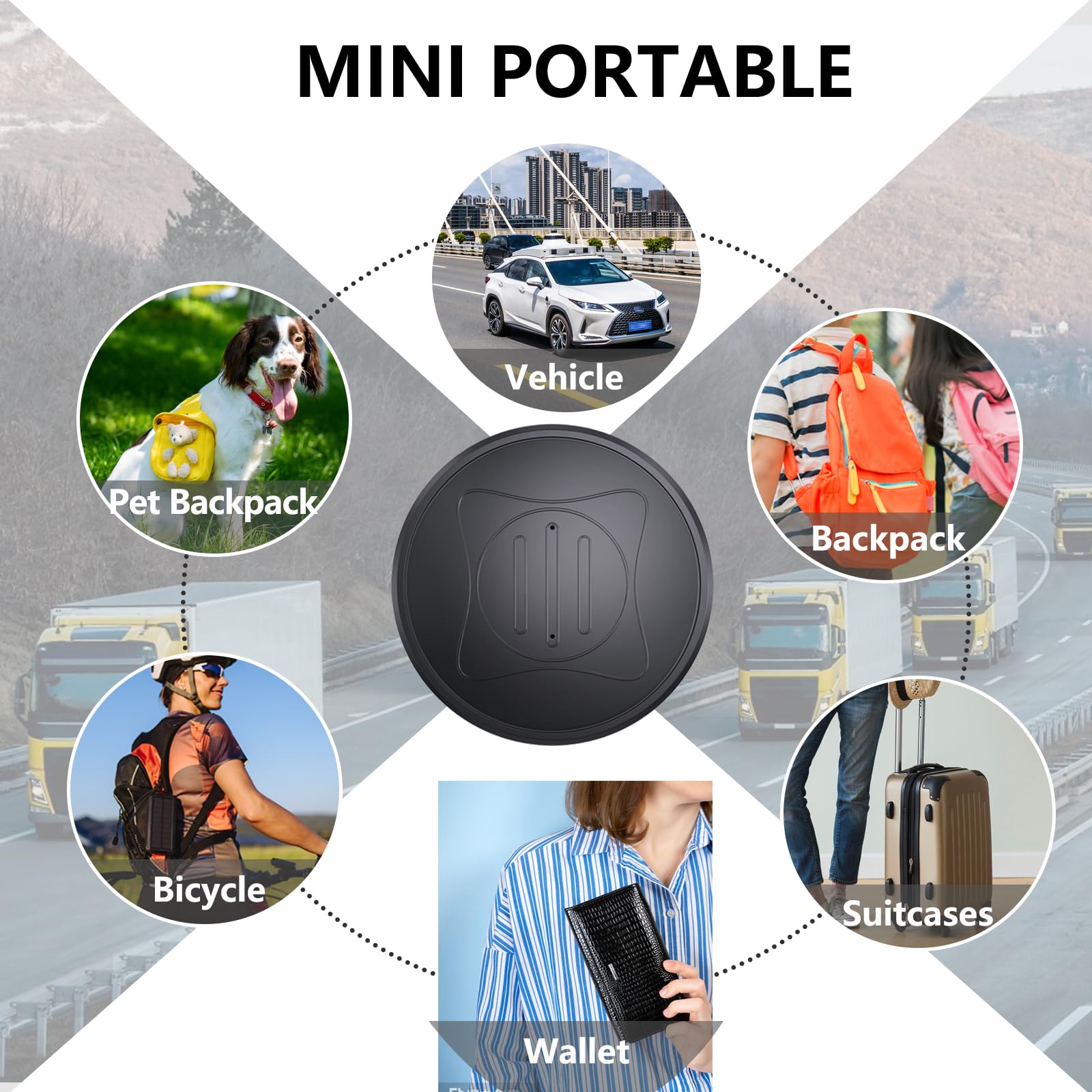 Quvjd GPS Tracker for Vehicles,Car GPS Tracker Portable Real Time Magnetic GPS Tracking Device,Full Global Coverage Location Tracker for Car,Kids,Dogs.No Monthly Fee/No Subscription Required