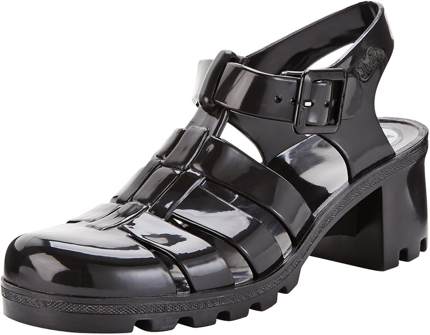 black jelly sandals