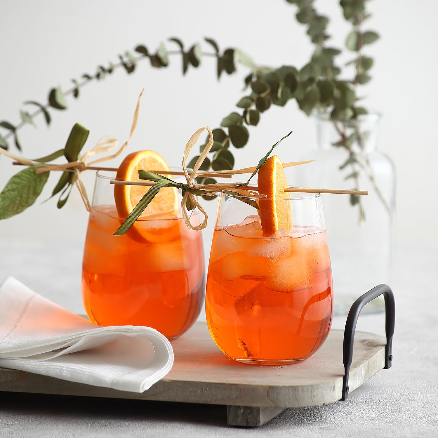 LAV Gaia Stemless Red Wine Glasses Set - 590ml - Pack of 6 Modern Glass Goblets Tumblers