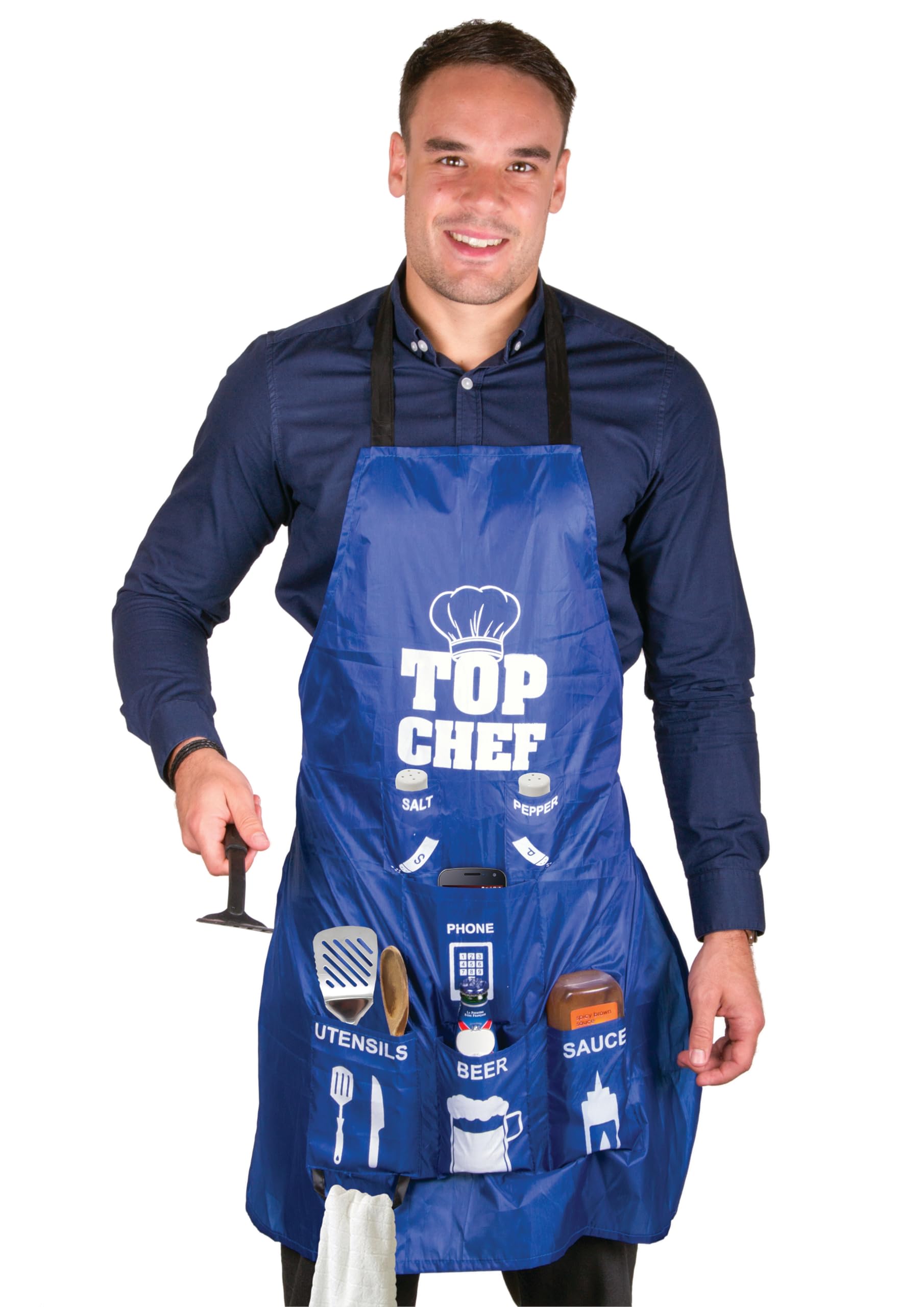 Fizz Creations 9058 Man Apron - Blue/White