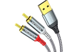 MCSPER USB to RCA Audio Cable (6.6FT), USB 2.0 Male to 2 RCA Male Stereo Audio Cable Converter, Nylon Braided USB to RCA Adapter for PC, Laptop, DVD Player, Speaker, Power Amplifier
