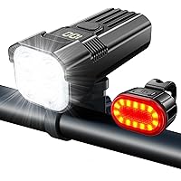 USB Rechargeable Bike Head and Tail Light Set，Ultra Bright Aluminum Alloy Front Lights 4/8 Modes，Rear Lights with 6/7 Lightin