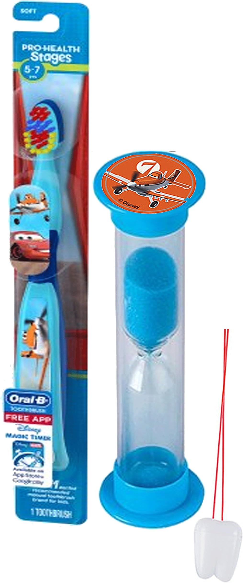 Disney Planes "Dusty" Inspired 2pc Bright Smile Oral Hygiene Set! Soft Manual Toothbrush & Brushing Timer! Plus Bonus "Remember to Brush" Visual Aid!