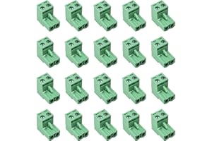 Cermant 20 pcs 2 Pin 5.08mm Pitch Pluggable PCB Angle Screw Terminal Block Plug Connector Socket Panel Mount DIY (20pcs 2p)