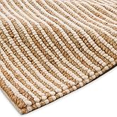FRELISH DECOR Wool and Jute Premium Handwoven Chunky Stripes Rug - Contemporary Area Rug for Living Room Bedroom (8' x 10' - 