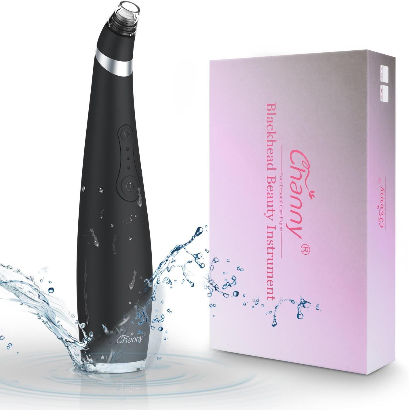 Blackhead Remover Electronic Comedone Extractor Tool By Channy ,FDA Approved Pore Vacuum Suction Multifunctional Machine Facial Pore Cleaner for Blemish, Pimple,Acne, Zit Removing(black)