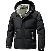 Flygo Puffer Jacket Men Winter Coats Hooded Insulated Quilted Jackets Waterproof Thicken Parka Snow Jackets