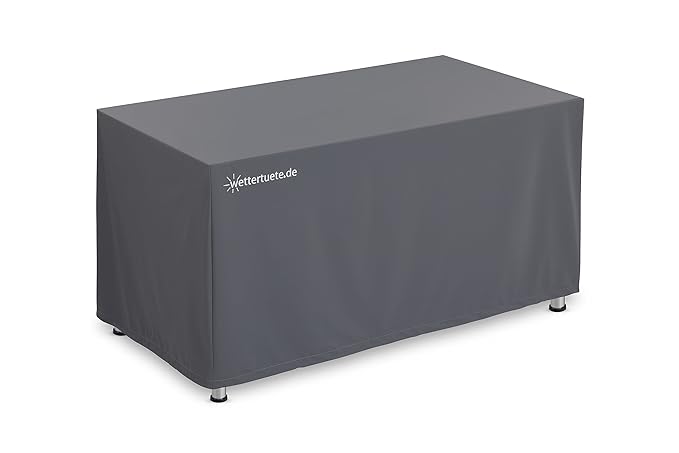 Wettertuete.de Premium Gartentisch Gartenmöbel Abdeckung 160x90x75 cm (BxLxH) wasserdicht, atmungsaktiv, verschweißte Nähte, 
