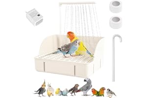 DINTSTYLE Parrot Bathtub Bird Automatic Bath Shower,Large Bird Shower Fountain Indoor Bathtub with Running Water, Contains USB and Pump,for Pet Birds, African Grey, Cockatiel, Conure, Budgie, Lovebird(White)