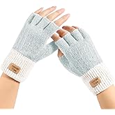 LUOFMISS Fingerless Gloves for Women - Winter Knitted Half Finger Gloves for Typing Driving Fingerless Mittens
