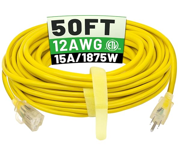 POWGRN 50 FT 12/3 OUTDOOR EXTENSION CORD WATERPROOF...