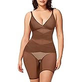 KUMAYES Shapewear Bodysuit for Women - Tummy Control Butt Lifter Fajas Body Shaper V-Neck Body Suits with Built in Bra