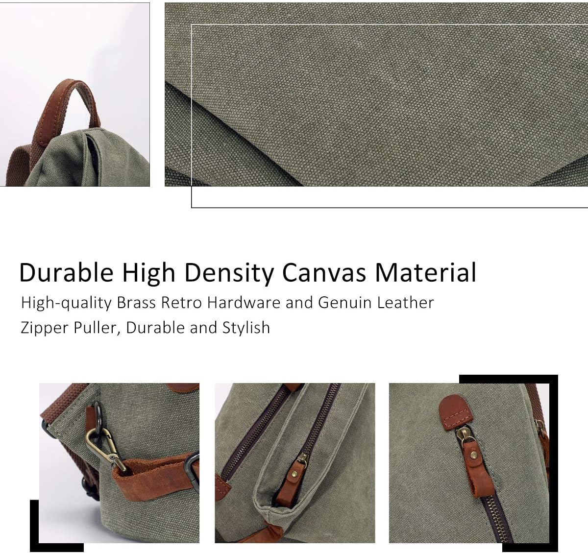  | Canvas Vintage Backpack – Large Casual Daypack Outdoor Travel Rucksack Hiking Backpacks for Men Women (6882-Olive Green) | Casual Daypacks
