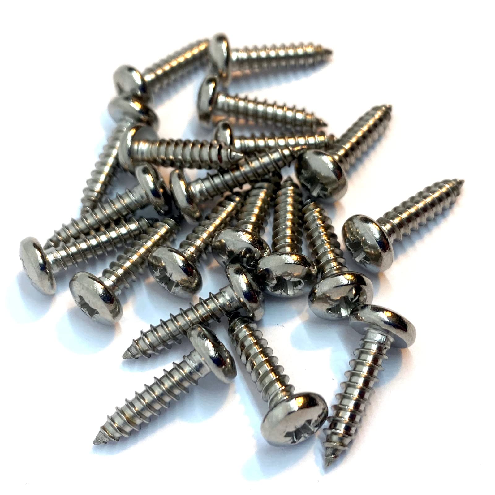 No.10 x 3/4" (4.8mm x 19mm) Pozi Pan Self-Tapping Screw DIN7981 - A4 (316) Stainless Steel (Pack of 20)
