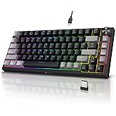 KOORUI Wireless RGB Gaming Keyboard 75 Percent,Triple Mode Bluetooth/2.4Ghz/USB-C Hot Swappable Mechanical Keyboard,82 Keys W