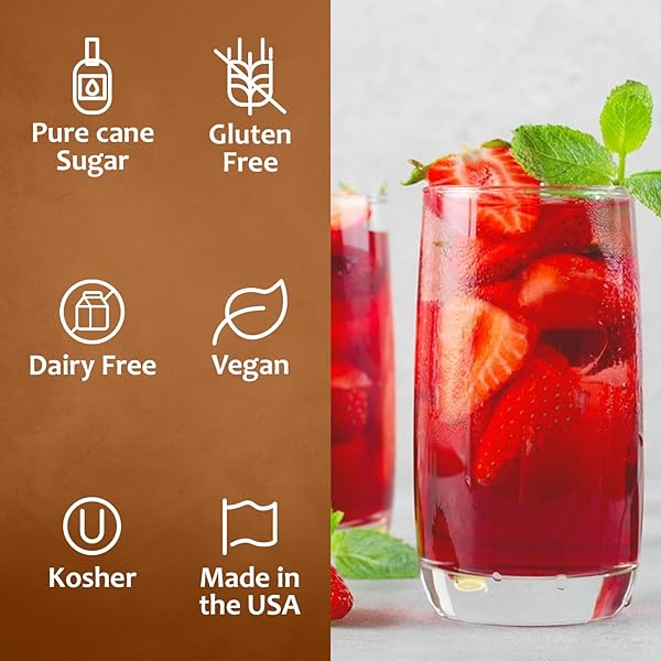 SYRUVIA STRAWBERRY SYRUP, FLAVORED SYRUP FOR DRINKS, COCKTAILS, LEMONADES, ICED TEAS, AND DESSERTS – 25.4 FL OZ