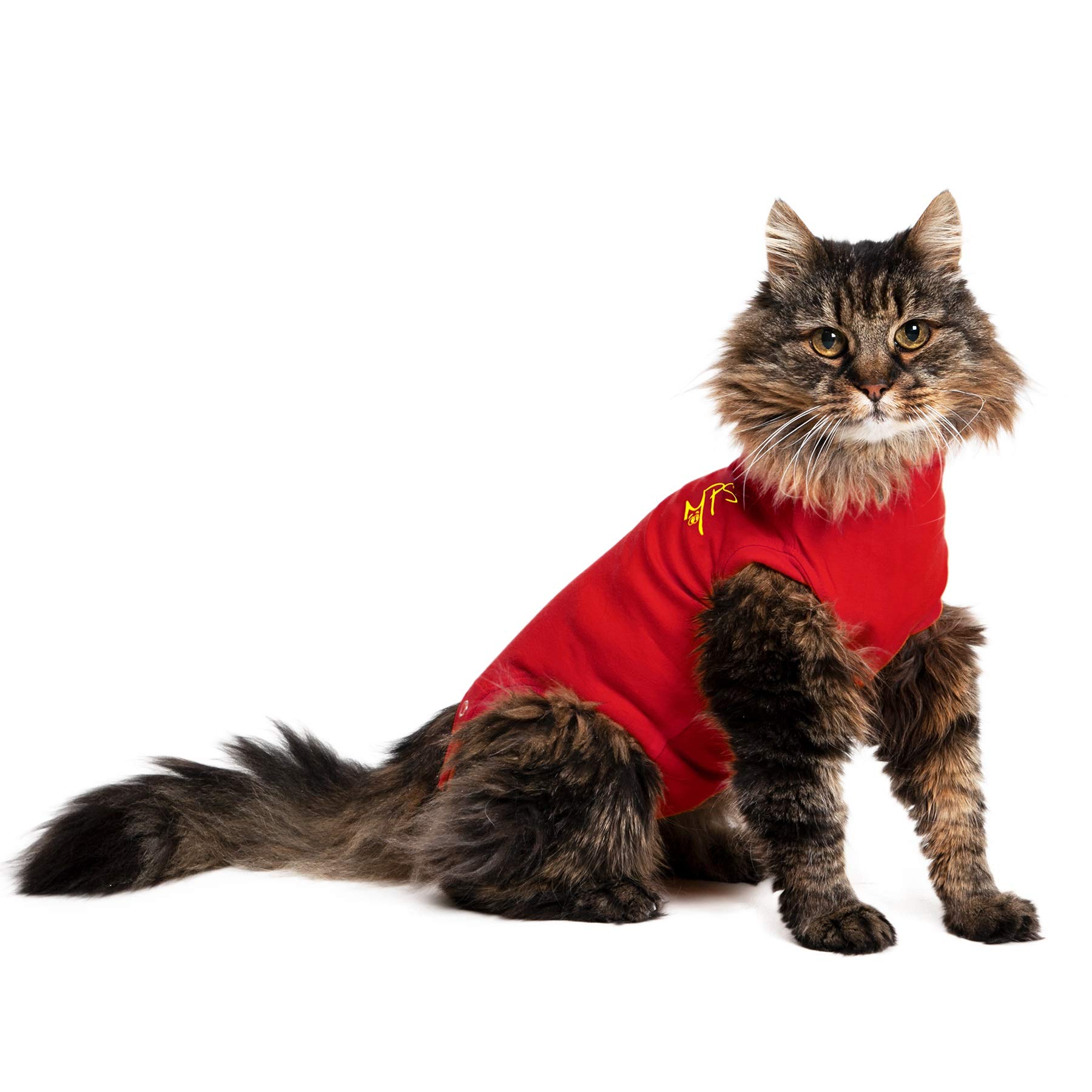 MPS Medical Pet Shirt Cat, Surgery Recovery Suit, Red, Small — image 1