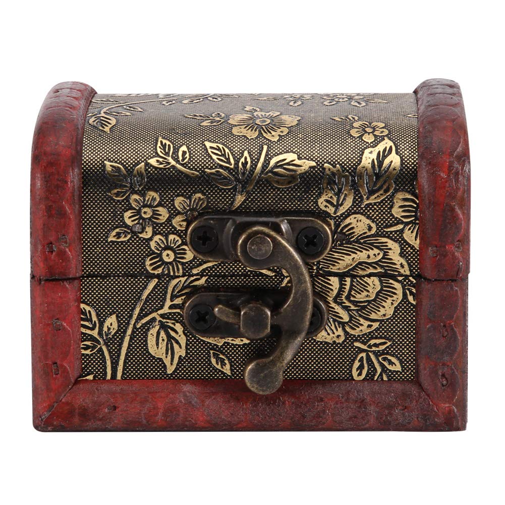 Hztyyier 3.1x2.6x2.4in Decorative Jewelry Keepsake Boxes Trinket Gifts BoxVintage Wood Treasure Chest for Girls Ladies Women Home Decorations Other Collectibles