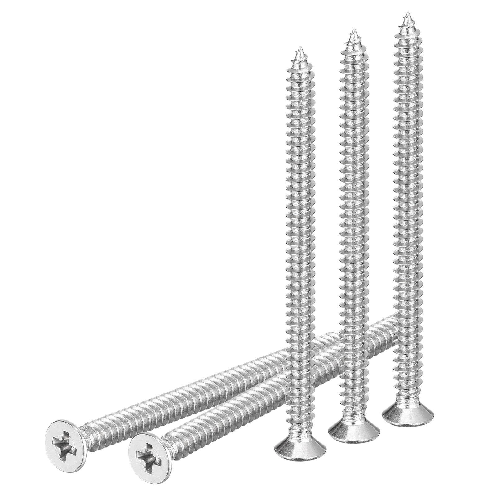 DTGN 20Pcs M5x75mm Flat Head Wood Screws, 304 Stainless Steel Phillips Self Tapping Screws - Good for Woodworking, Furniture - Silver — image 1