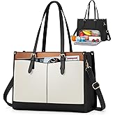 Lunch Tote Bag for Women 15.6 Inch Laptop Bag with Insulated Lunch Compartment Leather Quilted Computer Tote for Teacher Work