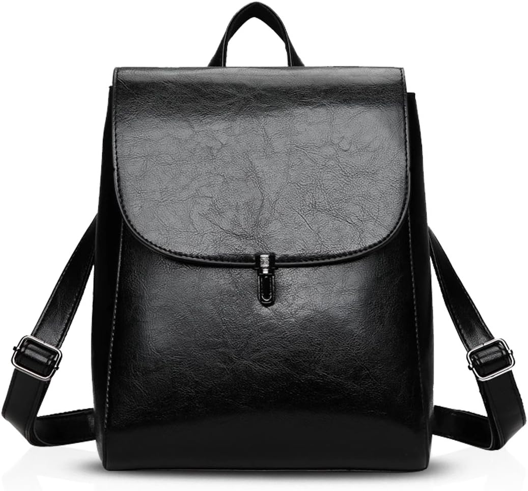 NICOLE&DORIS Fashion Women School College Travel Outdoor Shoulder Bag Backpack Daypack Waterproof Durable Soft PU Leather Black