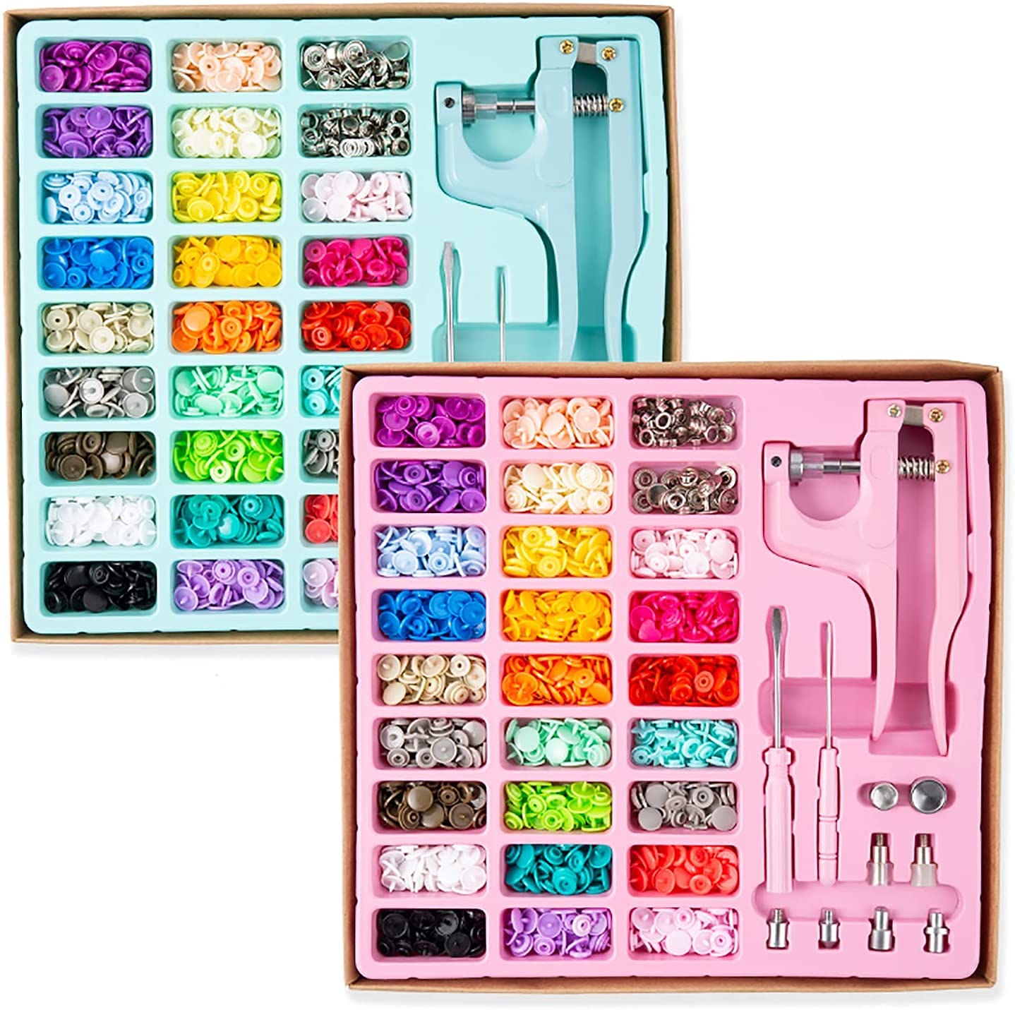 270 Sets T5 Snaps Plastic Buttons with Snaps Pliers Set for Clothes Sewing Bibs Rain Coat Crafting -DIY Handmade Tools (Pink)