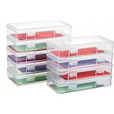novelinks Small Plastic Storage Containers with Lids and Clear Pencil Box | 9 Pack, Medium Clear, Plastic Pencil Boxes, Board Game Storage Containers, Task Boxes for Special Education, Mini Organizer