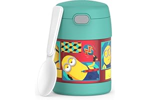 THERMOS FUNTAINER 10 Ounce Stainless Steel Vacuum Insulated Kids Food Jar with Spoon, Despicable Me 4 Movie