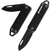 Mini Outdoor Folding Knife Edge High Hardness Camping Self-defense Knife Gift Fruit Knife Open Box Tool Key Pendant (Black)