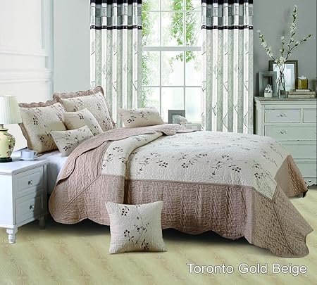 Bedspread Comforter Embroidered 3 Pieces Border Quilted Bed Throw