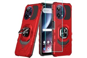 LOZEGUYC for Cricket Icon Plus 2026 / Att Verge 2 Case with 1 Pack Screen Protector,Dual Layer Hybrid Heavy Duty Defender Protection,Rugged Reinforced Cushion Corner Kickstand Shockproof Bumper Cover Red