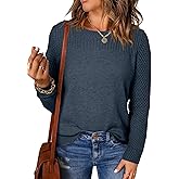EVALESS Womens Sweaters Casual Long Sleeve Crewneck Cable Knit Lightweight Oversized Crochet Sweater Pullover Tops