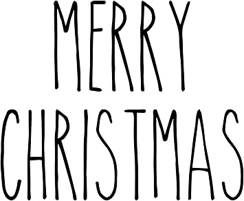 Merry Christmas Vinyl Sticker Farmhouse Style Skinny Font Happy Holidays Home Kitchen Decor 5 5w X 4 5h Inches Die Cut Decal Black Amazon Com