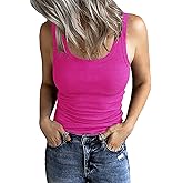 GEMBERA Women's Sleeveless Scoop Neck Ribbed Tank Tops Fitted Basic Cami Tee Shirts