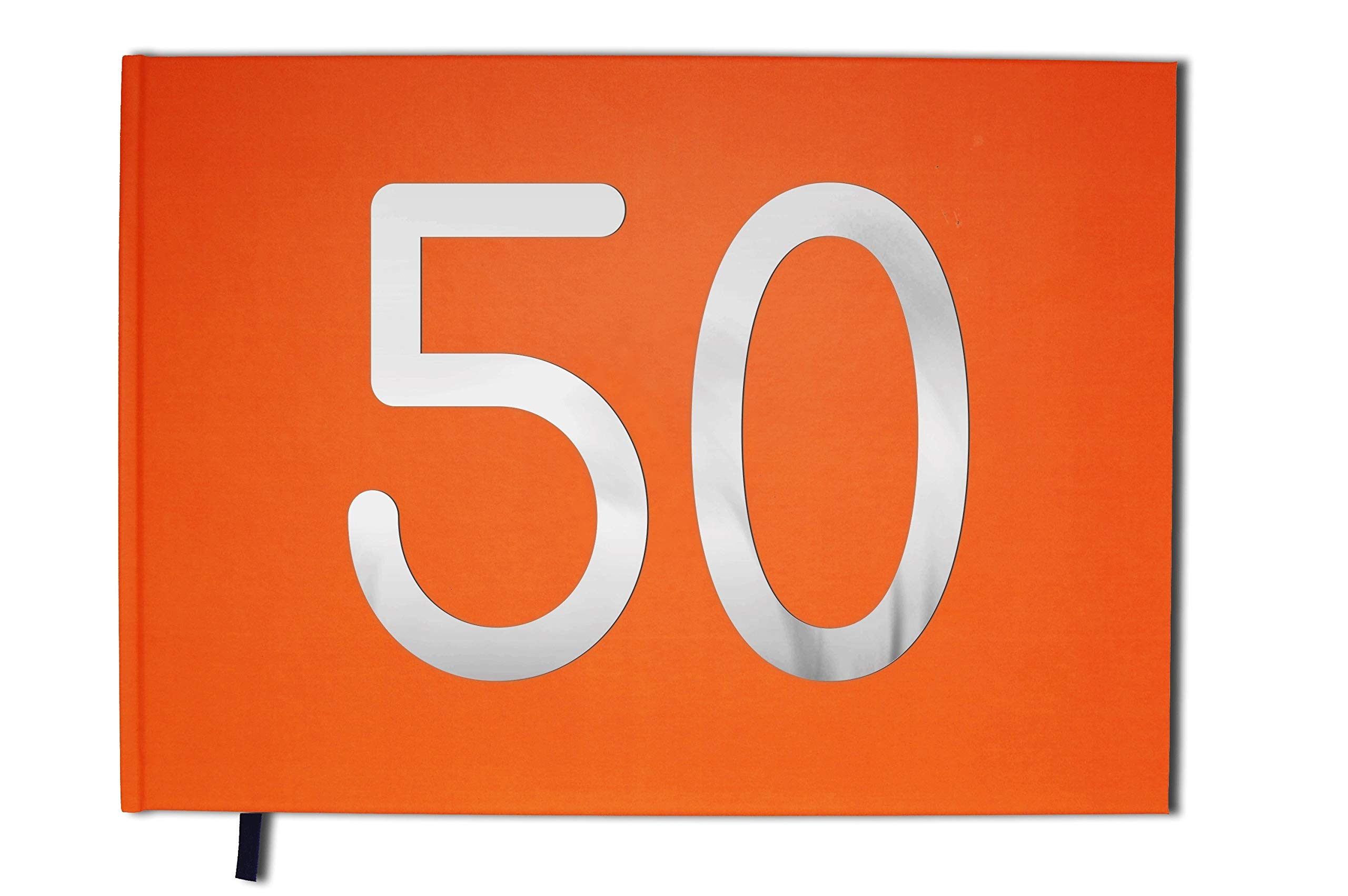 Uttscheid Guest Book (50 Years) – Birthday Memories – Landscape – Matte Cover with Chrome Letters – 100 Pages – Premium Quality, Orange Coral