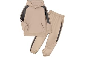 BAVADER Boys Clothes Hoodie Kids Boys' Clothing Sets Stripe Color Block Sweatsuit 2pcs Long Sleeve Outfits with Pocket 6-14y