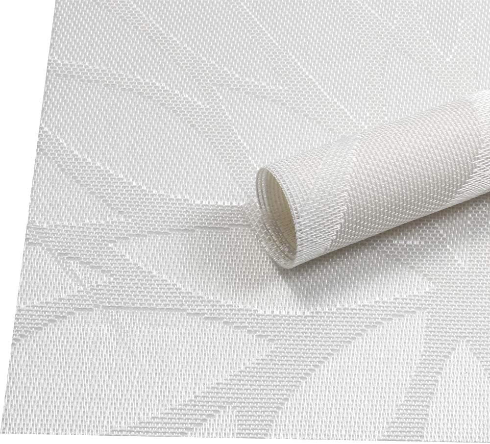 HEBE Placemats Set of 6, Non-Slip Washable Place Mats,Heat Resistant Kitchen Tablemats for Dining Table Dinner Table (White): Home & Kitchen