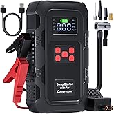 HPBS 5000A Jump Starter with Air Compressor, Portable Car Battery Jump Starter with 150 PSI Tire Inflator for Up to 10.0L Gas and 8.0L Diesel Engines, 12V Jump Box Battery Charger Booster(Red)