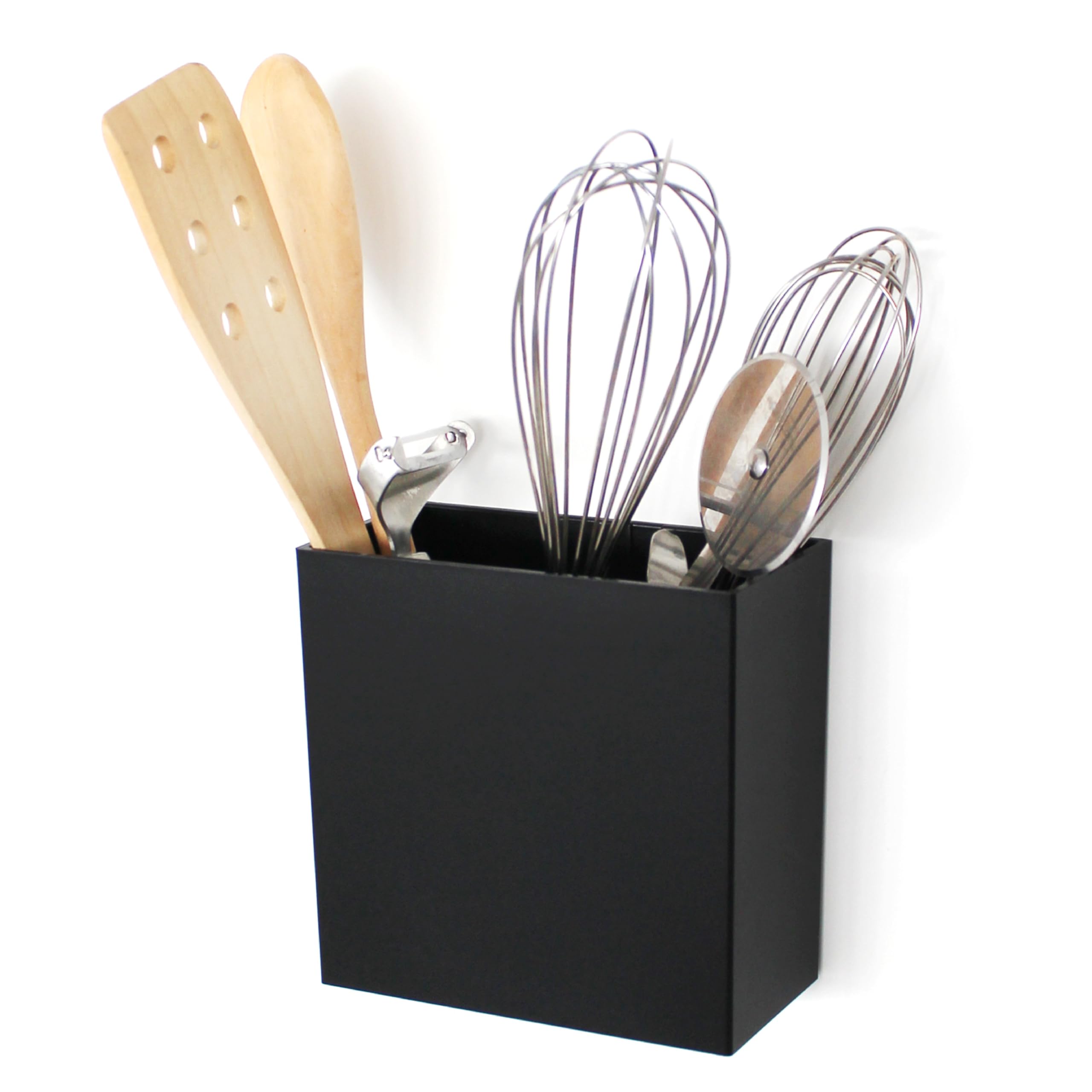 KalaMitica - "Uranos" Magnetic Storage Box, Ladle Holder and Storage for Magnetic Whiteboard - Modern Design, Black Lacquered with Matt Finish - 13.5 x 13 x 7 cm
