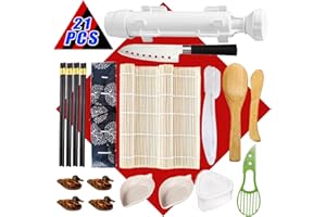 NIANTIME Premium Sushi Making Kit for Home, Sushi Rice Mold Sushi Roller Tools for Beginners, with Bamboo Mats, Sushi Bazooka, Temaki Sushi Mold 21 in 1