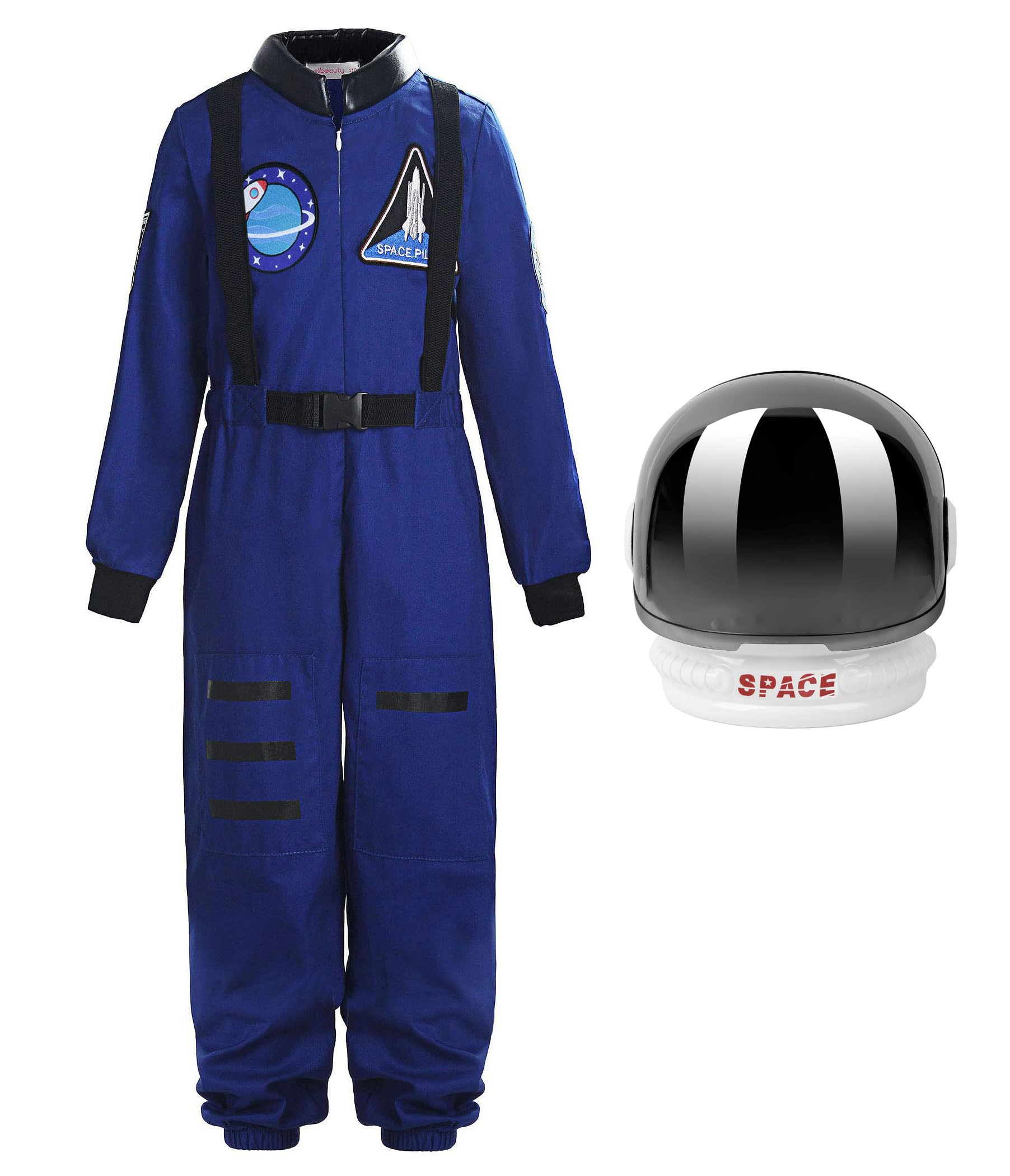 ReliBeauty kids girls boys Astronaut Costume with Space Helmet，8-9/140